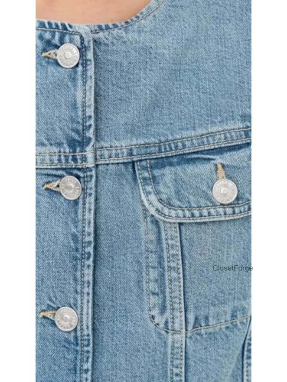 Medium Weight Cotton Blend Denim Jacket with Button Placket